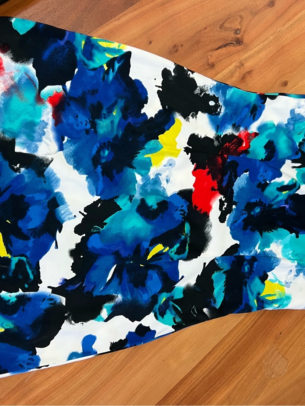 Mario Serrani Blue Teal Abstract Floral Pencil Skirt